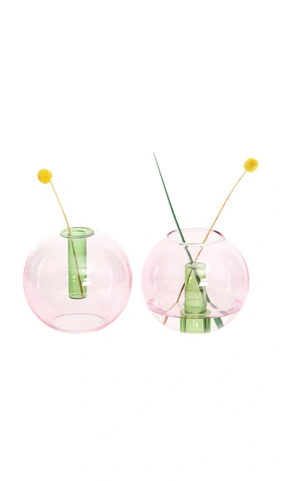 Block Design Medium Bubble Vase In 粉红&绿色