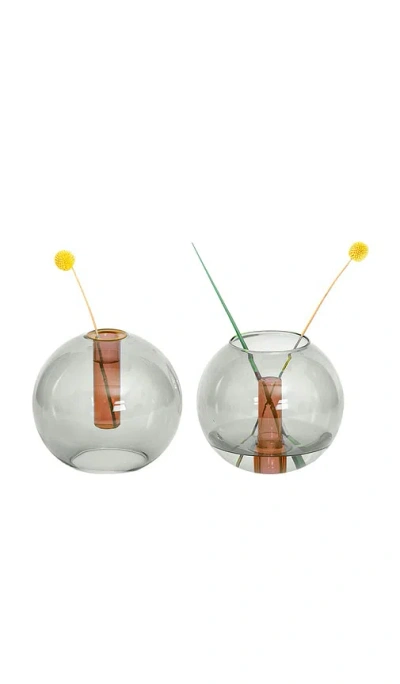 Block Design Medium Bubble Vase In Smoke & Amber