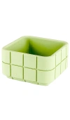 Block Design Tile Square Pot In Palm Green