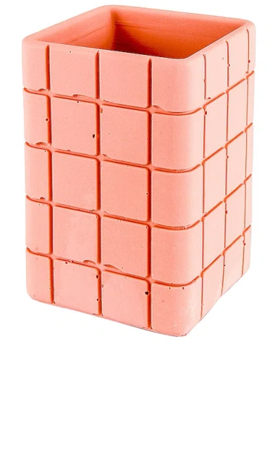 Block Design Tile Toothbrush Holder In Miami Pink