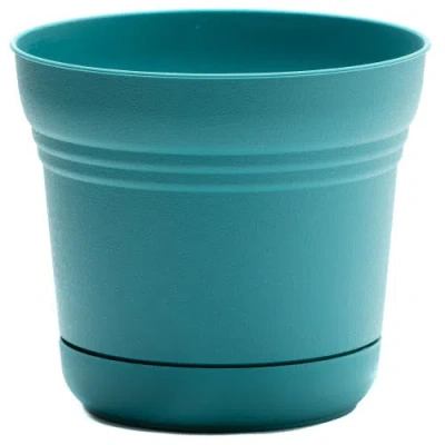 Bloem 10 Inch Saturn Round Planter With Saucer Tray In Blue