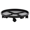 Bloem 12 Inch Round Planter Caddy With Wheels, Black In Black