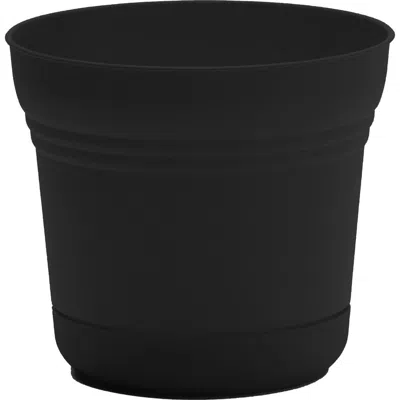 Bloem 12 Inch Saturn Round Planter With Saucer Tray, Black