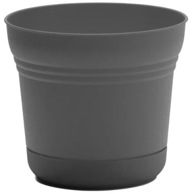 Bloem 12 Inch Saturn Round Planter With Saucer Tray In Gray