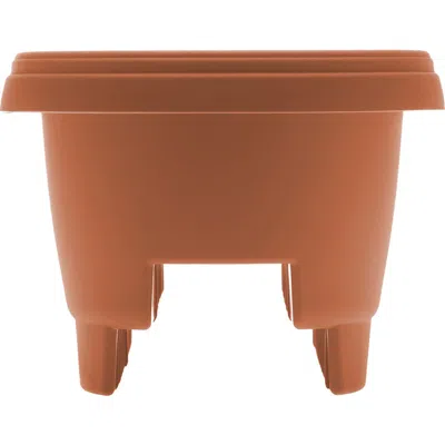 Bloem 12" Modica Deck Rail Round Planter, Terra Cotta In Brown