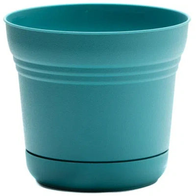 Bloem 14 Inch Saturn Round Planter With Saucer Tray In Blue