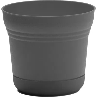 Bloem 14 Inch Saturn Round Planter With Saucer Tray In Gray