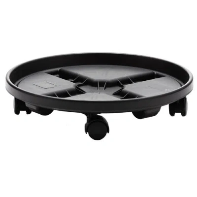 Bloem 14" Round Planter Caddy With Wheels, Black
