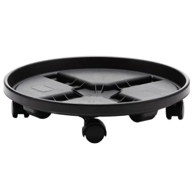 Bloem 16" Round Planter Caddy With Wheels, Black