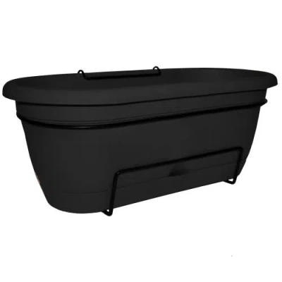 Bloem 19.25 Inch Lucca Oval Window Box Planter, Black