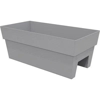 Bloem 24 Inch Finley Deck Rail Rectangle Planter, Cement In Gray