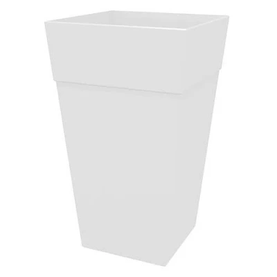 Bloem 25 Inch Tall Finley Tapered Square Planter, Casper White