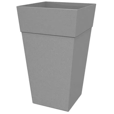 Bloem 25" Tall Finley Tapered Square Planter, Cement In Gray