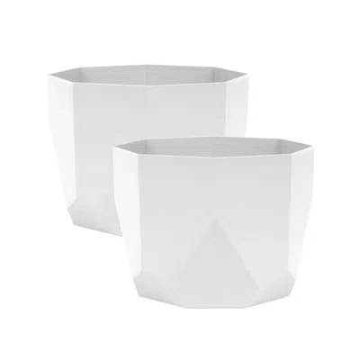 Bloem 6-in Tuxton Geometric Plastic Indoor/outdoor Planter Bundle In White