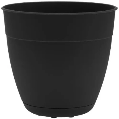 Bloem Dayton Gardening Planter With Saucer Tray, 12 Inch W X 11 Inch H Black