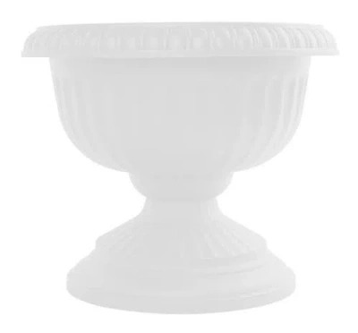 Bloem Grecian Pedestal Urn Planter 18 Inch, Casper White