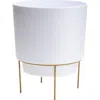 Bloem Hopson 10 Inches Casper White Planter W/ Metal Gold Stand In White