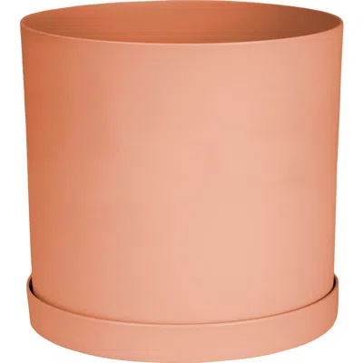 Bloem Mathers 13.1w X 11.7h Inch Round Gardening Planter With Saucer Tray, Terra Cotta In Orange
