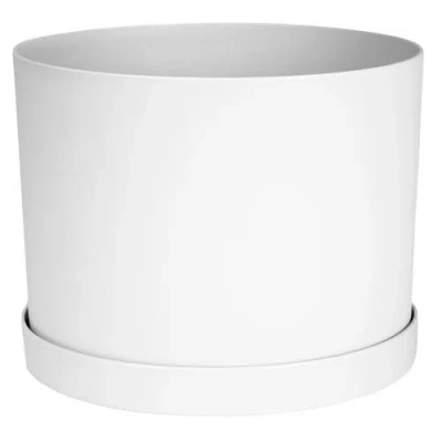 Bloem Mathers 5w X 7h Inch Round Gardening Planter With Saucer Tray, White
