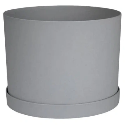 Bloem Mathers 6.5 W X 8.5 H Inch Round Gardening Planter With Saucer Tray, Cement In Gray