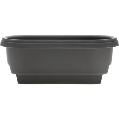 Bloem Modica Deck Rail Round Planter, Charcoal Gray
