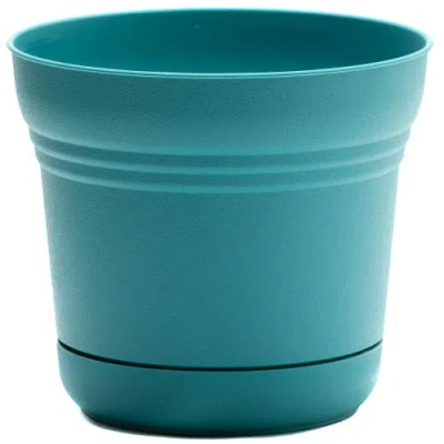 Bloem Saturn Round Planter 12"bermuda Teal,durable Plastic, 3 Gallon In Green
