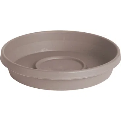 Bloem Terra 17 Inch Resin Saucer, Pebble Stone Beige, Durable Round Flowerpot Tray In Gray