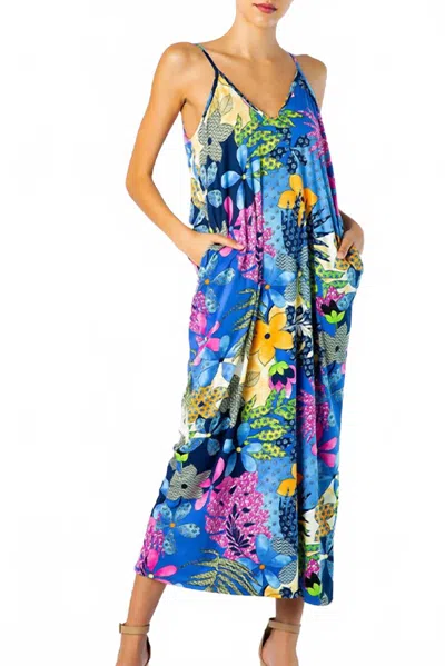Bloidy Floral-print Stretch-modal Jersey Maxi Dress In Multi In Blue