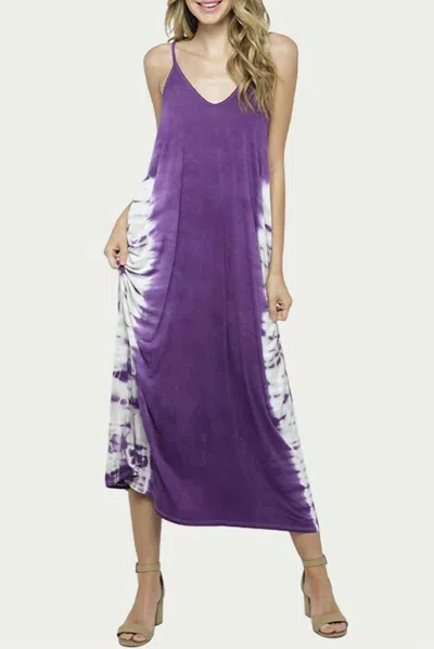 Bloidy Tie Dyed Stretch Modal Jersey Maxi Dress In Plum In Purple