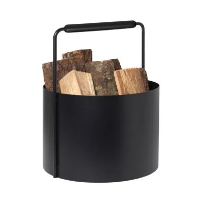 Blomus Ashi Steel/wood Log Carrier In Black