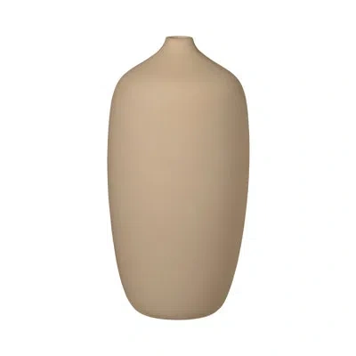 Blomus Ceola Ceramic Table Vase 10'' In Khaki