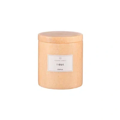 Blomus Frabli Scented Candle W/marble Container - Large - Fig Fragrance In Tan