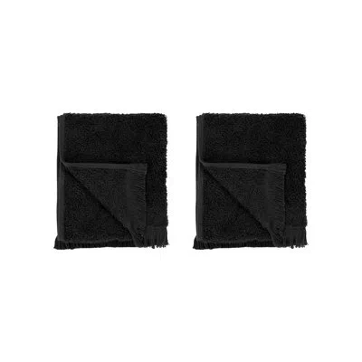 Blomus Frino 100% Organic Cotton Hand Towel Set - Fringed In Black