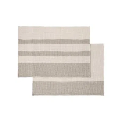 Blomus Gano Organic Cotton 2 Piece Tea Towel Set In Moonbeam,mourning Dove