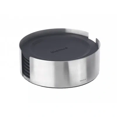 Blomus Lareto 7 Piece Coaster Set With Holder In Black