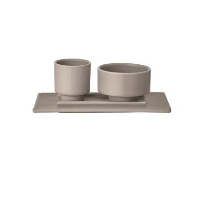 Blomus Makoto Japanese Style Stoneware Saucer/tray In Gray
