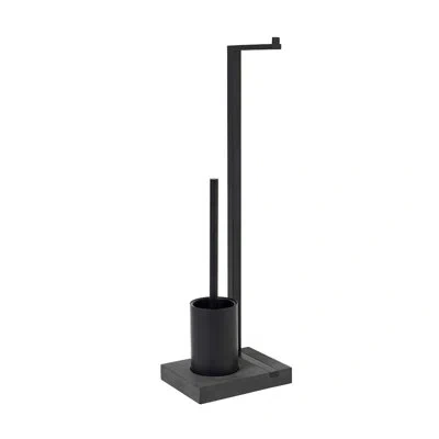 Blomus Menoto Free Standing Toilet Brush And Paper Holder Set In Black