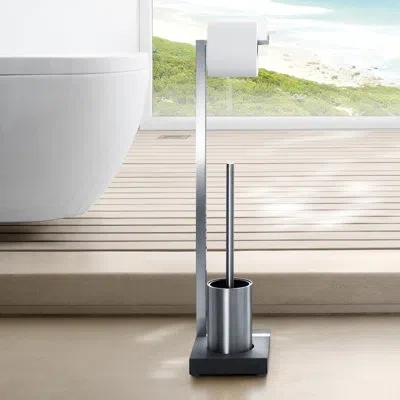 Blomus Menoto Free Standing Toilet Brush And Paper Holder Set In Stainless Steel