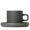 Blomus Pilar Coffee Cups With Saucers, Set Of 2 In Agave Green
