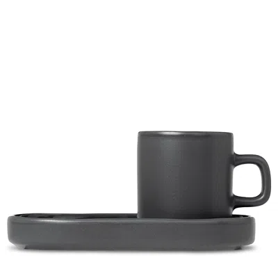 Blomus Pilar Espresso Cups With Trays, Set Of 2 In Agave Green