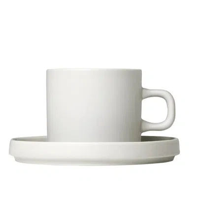 Blomus Pilar Stoneware Coffee Mug & Saucer In Moonbeam