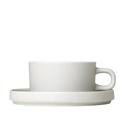 Blomus Pilar Stoneware Teacup & Saucer In Moonbeam