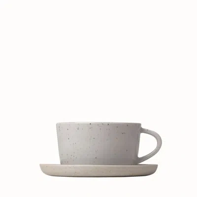 Blomus Sablo Ceramic Coffee Mug & Saucer - Set Of 2 In Cloud