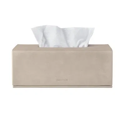 Blomus Sahla Faux Suede Tissue Box - Pewter (charcoal) In Light Tan