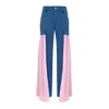 Blonde Gone Rogue Blue / Pink Wildflower Slim Jeans With Veils, Upcycled Cotton, In Denim Blue & Pink In Blue
