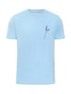Blonde Gone Rogue Lavender Print Mens T-shirt, Organic Cotton, In Light Blue