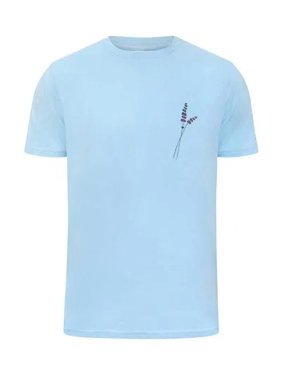 Blonde Gone Rogue Lavender Print Mens T-shirt, Organic Cotton, In Light Blue