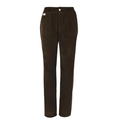 Blonde Gone Rogue Women's Corduroy High Waisted Trousers In Brown In Black