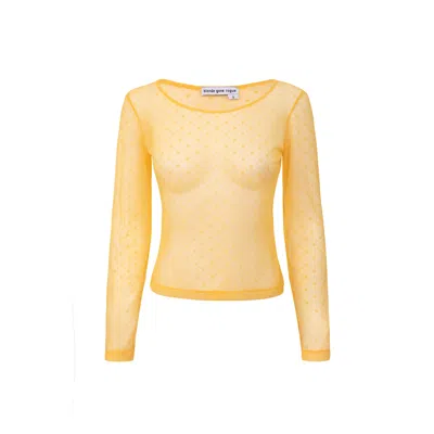Blonde Gone Rogue Women's Daisy Sheer Lace Top, Upcycled Nylon, In Yellow