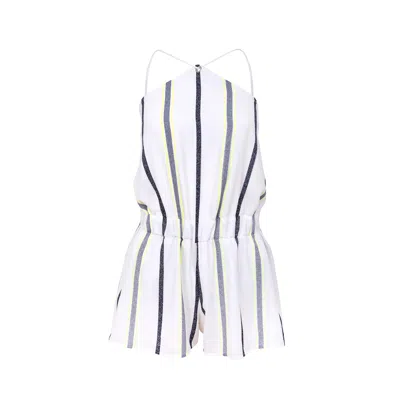 Blonde Gone Rogue Women's Desert Dreams Playsuit, Upcycled Polyester, In White With Stripes